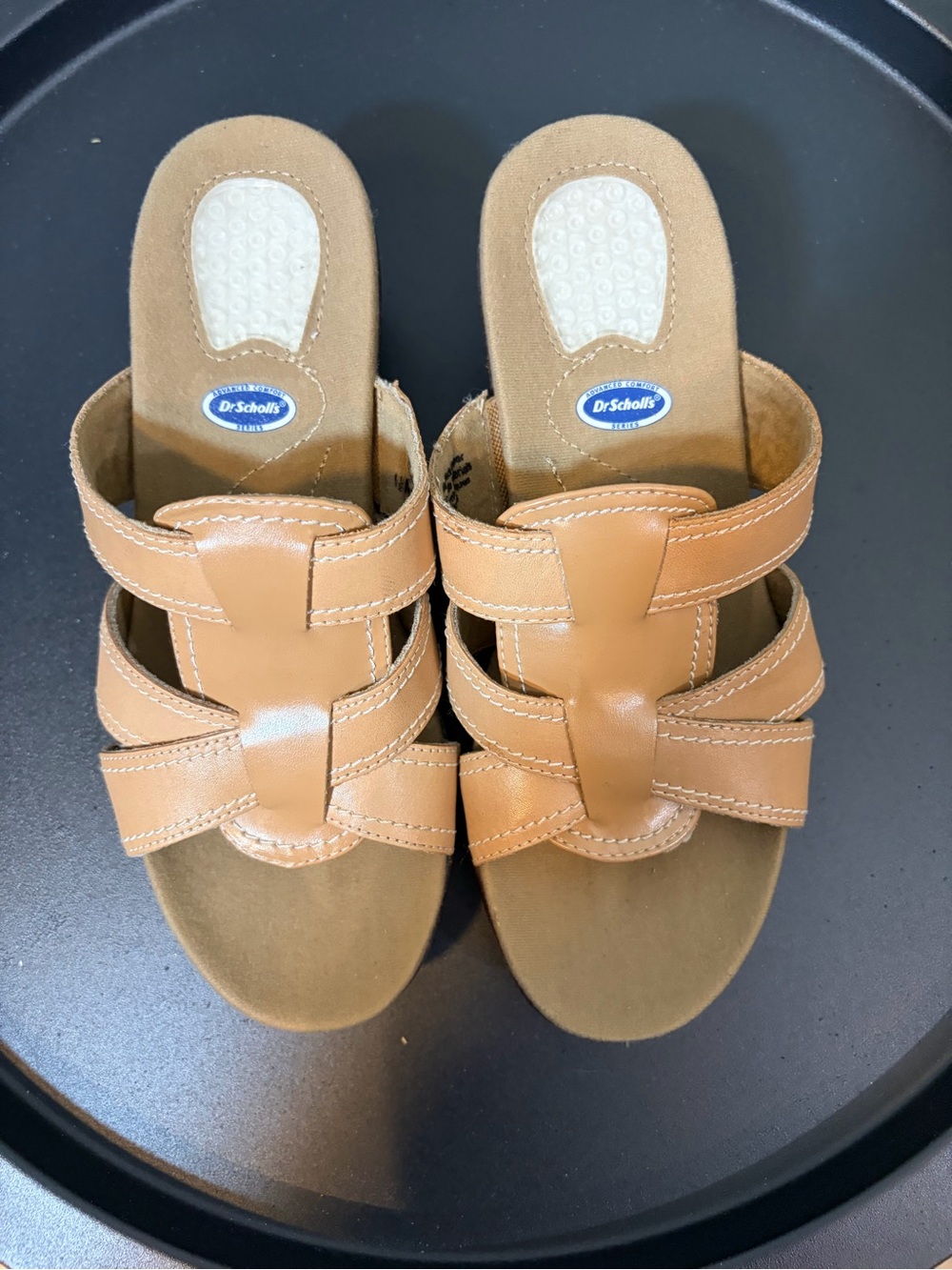 Dr. Scholl's Women's Tan Leather Slide Sandals